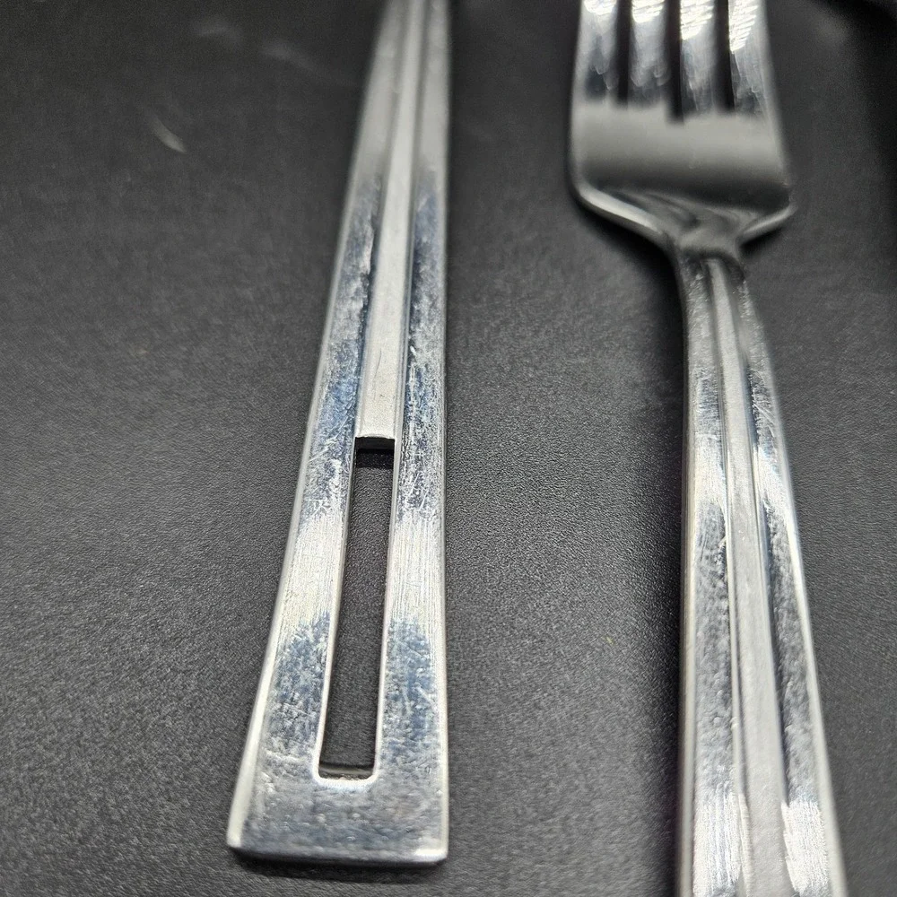 Oneida CIRCUIT Stainless Pierced Salad Forks Glossy Satin Accent 7 1/4